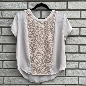 Guess Short Sleeve Blouse with Lace Panel Sz M